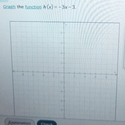 Graph the function h(x)=-3x-3. 
Explanation Check