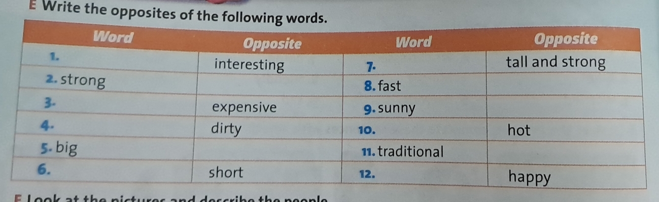 Write the opposites of