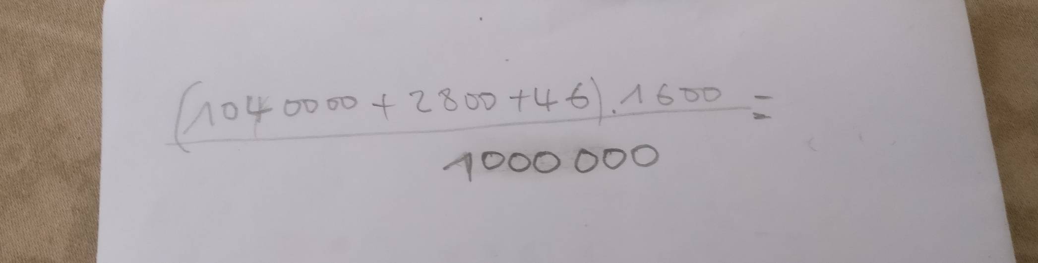 frac (1040000+2800+46).160000=