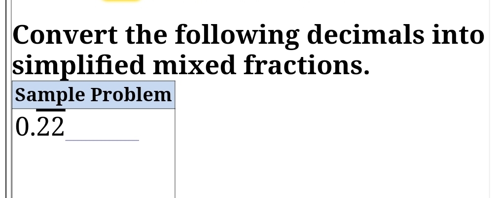 Convert the following decimals into
simplified mixed fractions.