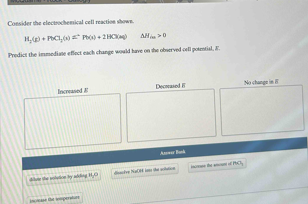 Solved: Consider the electrochemical cell reaction shown. H_2(g)+PbCl_2 ...