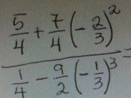 frac  5/4 + 7/4 (- 2/3 )^12 1/12 - (-1)/2 (- 1/3 )^2