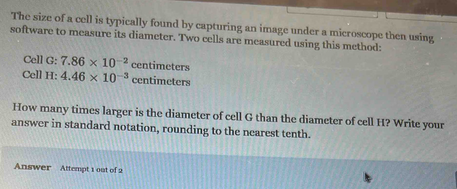 Solved: The size of a cell is typically found by capturing an image ...