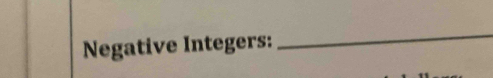 Negative Integers: 
_