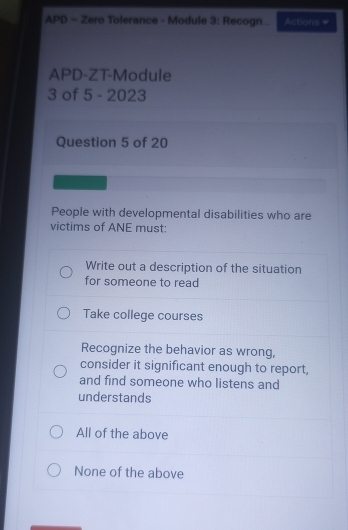 Solved: APD - Zero Tolerance - Module 3: Recogn... Actions = APD-ZT ...