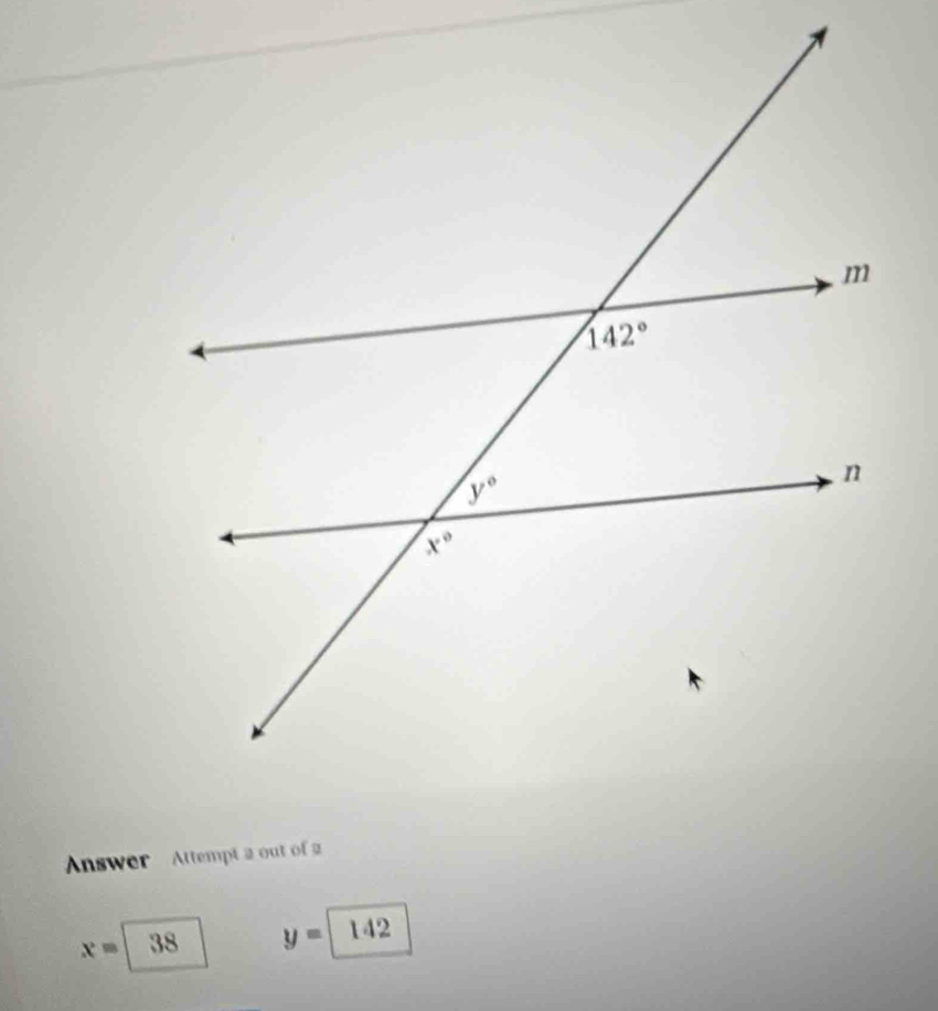 Answer Attempt a out of
x=□ 3 y=boxed 142