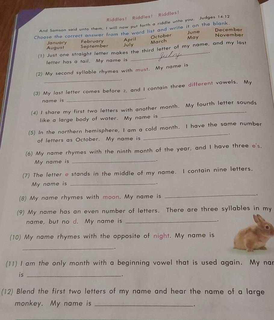 Solved: Riddles! Riddles! Riddles! And Samson said unto them, I will ...