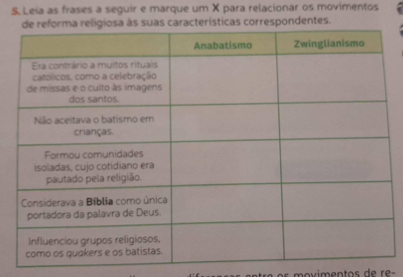 Leia as frases a seguir e marque um X para relacionar os movimentos 
dentes.