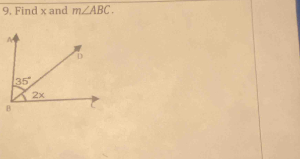 Find x and m∠ ABC.