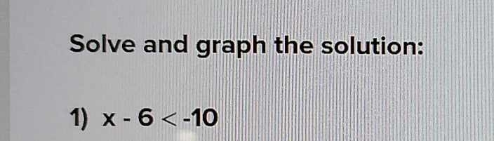 Solve and graph the solution: 
1) x-6