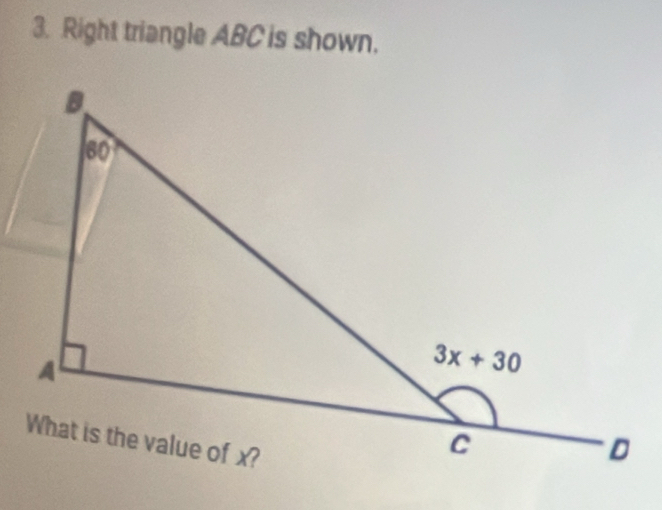 Right triangle ABC is shown.