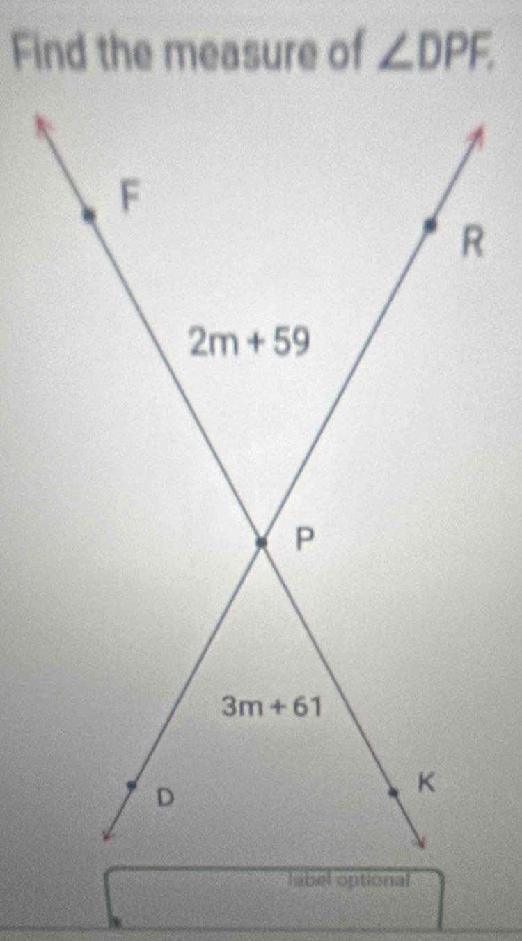 Find the measure of ∠ DPF.