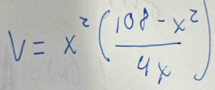 V=x^2( (10p-x^2)/4x )