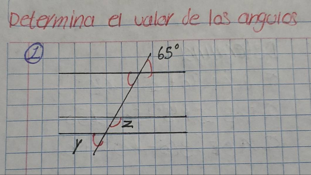 Determing ei valor de las angalos 
②
65°
r