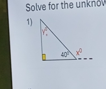 Solve for the unknov
1)