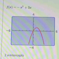 f(x)=-x^2+2x
6
2 x-intercepts