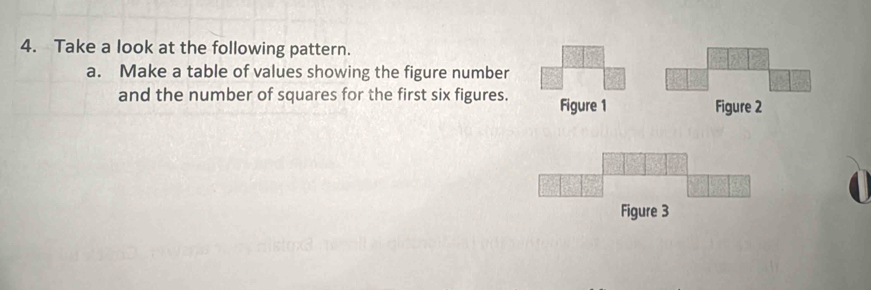 Solved: Take a look at the following pattern. a. Make a table of values ...