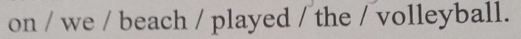 on / we / beach / played / the / volleyball.