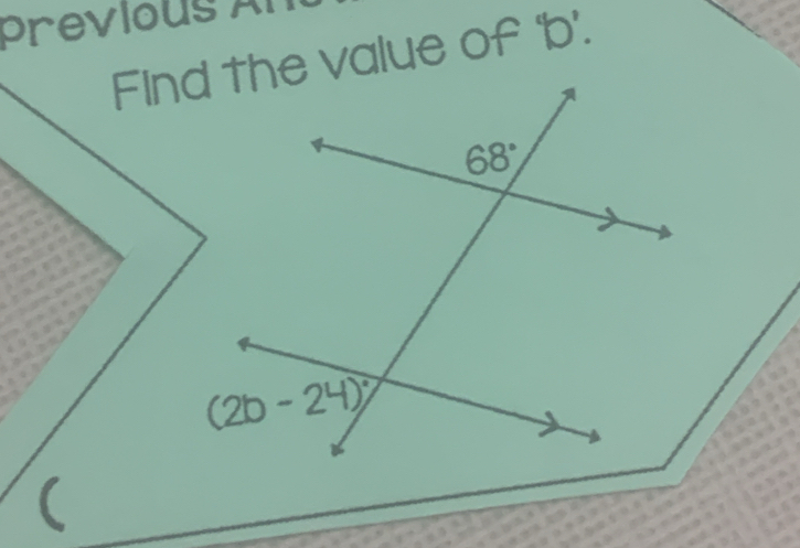 Previous Ar
Find the value of 'b'.
(