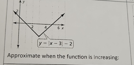 Approximate when the function is increasing: