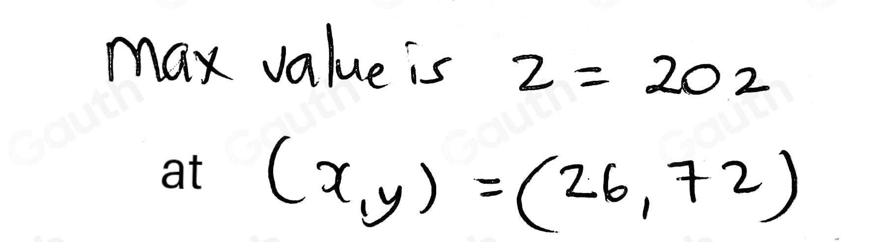 max value is
z=202
(x,y)=(26,72)