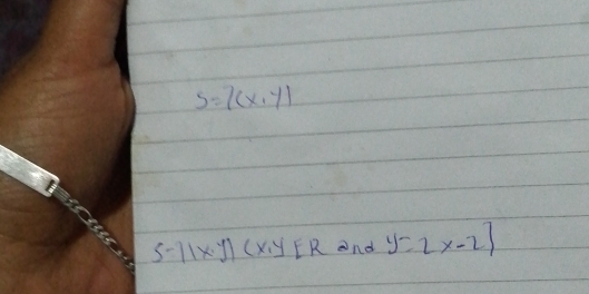 s=7(x,y)
5-11x· y)(x,yER and y=2x-27