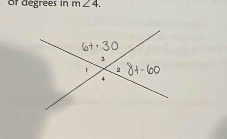 of degrees in m∠ 4.