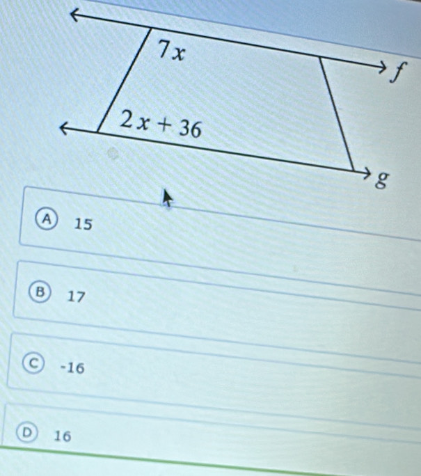 A 15
B 17
。 -16
D 16