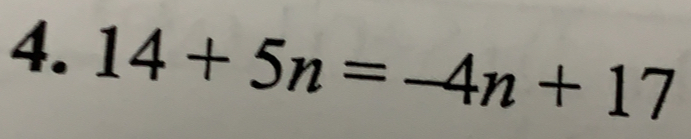 14+5n=-4n+17