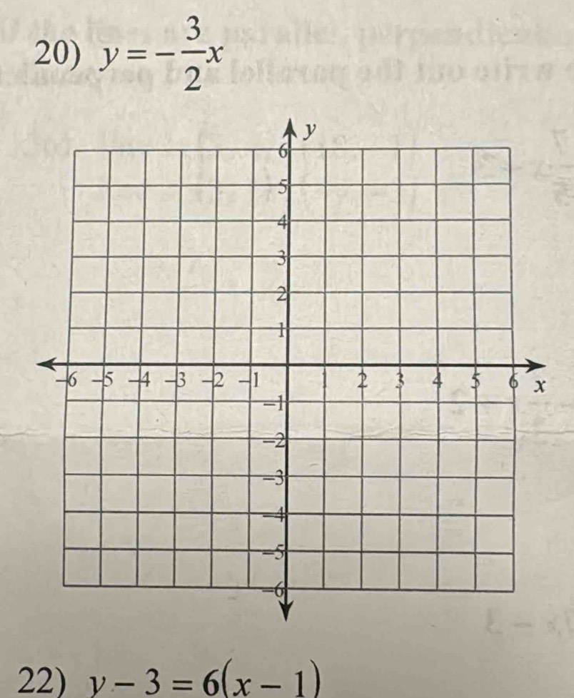 y=- 3/2 x
22) y-3=6(x-1)