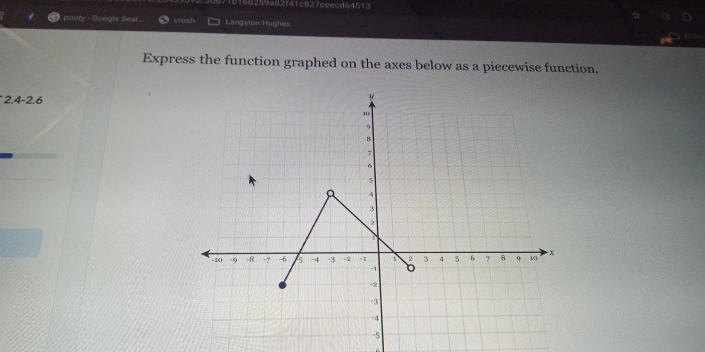 1516b259a82f41c827ceecd64513 
a 
pooty - Google Sear crosh Langston Hughes 
Express the function graphed on the axes below as a piecewise function.
2.4-2.6