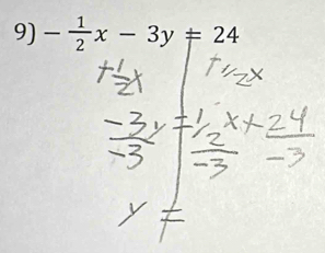 - 1/2 x-3y=24