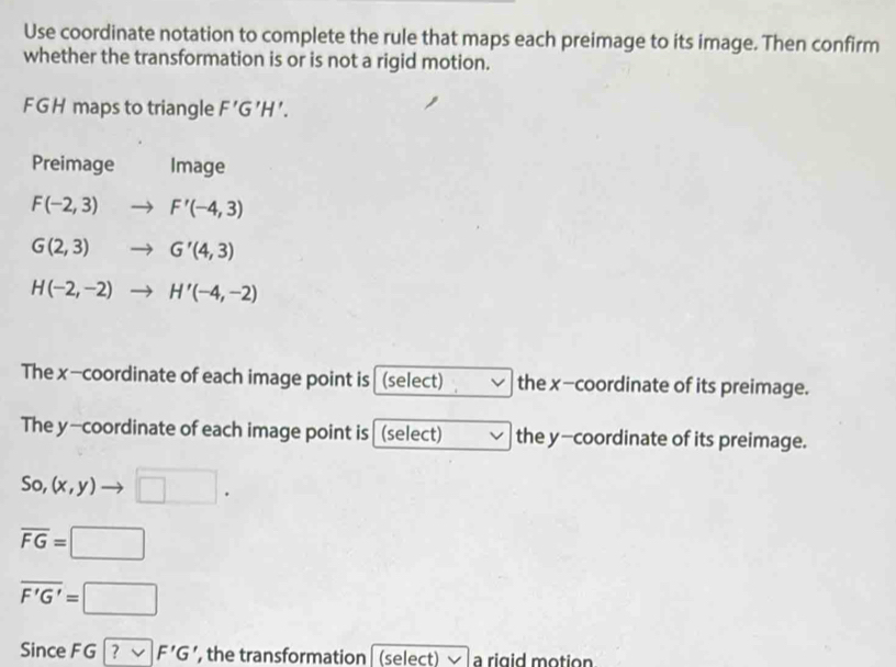 Solved: Use coordinate notation to complete the rule that maps each ...