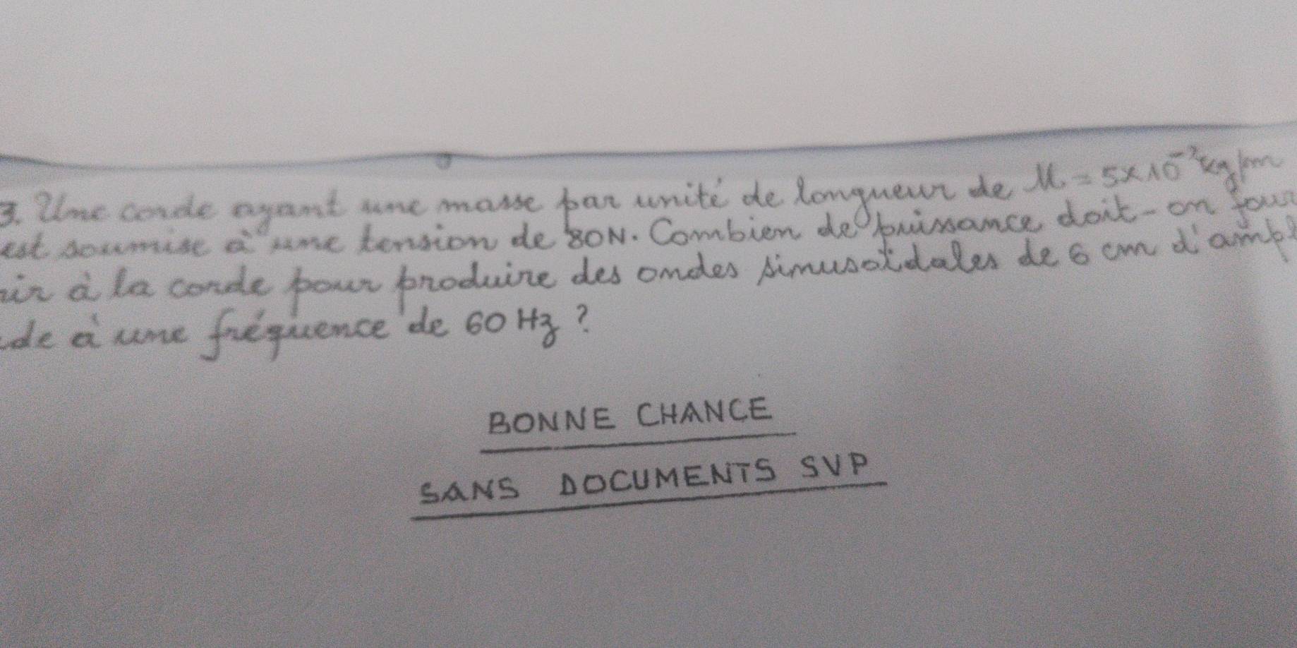 BONNE CHANCE 
SANS DOCUMENTS SVP