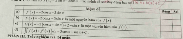 Cmo mam so y(x)-2sin x-3cos x Các mệnh đề sau đây đúng hay sai? r
ắn,