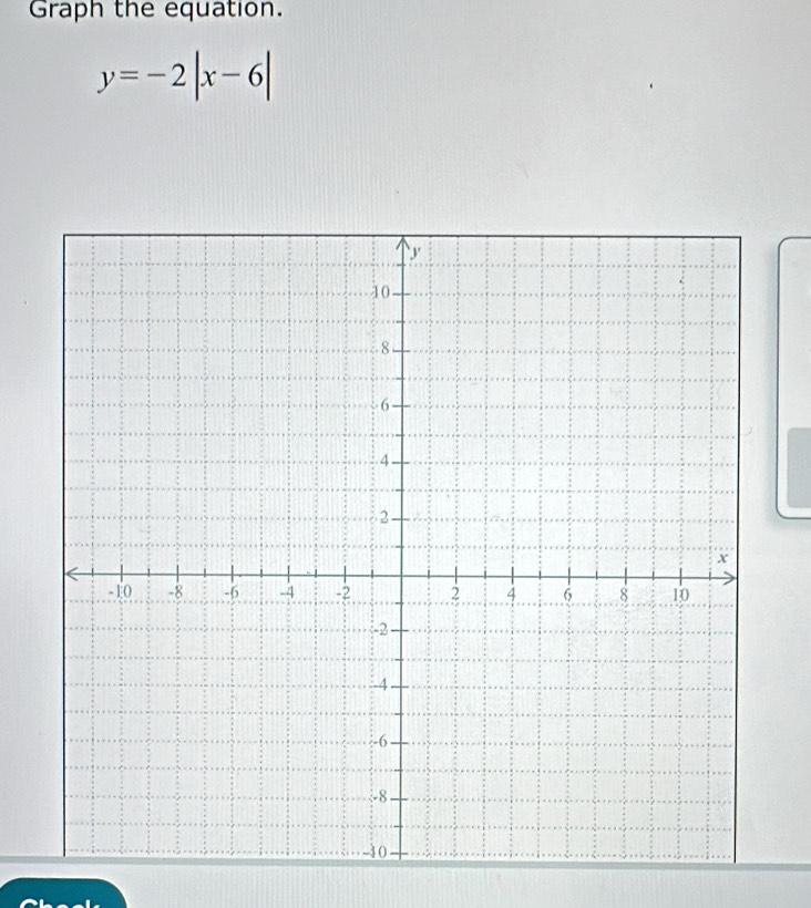 Graph the equation.
y=-2|x-6|