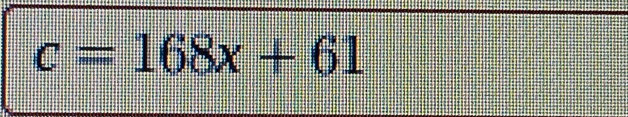 c=168x+61