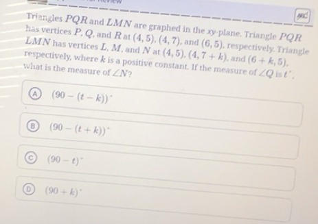 Solved: AeC Triangles PQR and LMN are graphed in the xy -plane ...