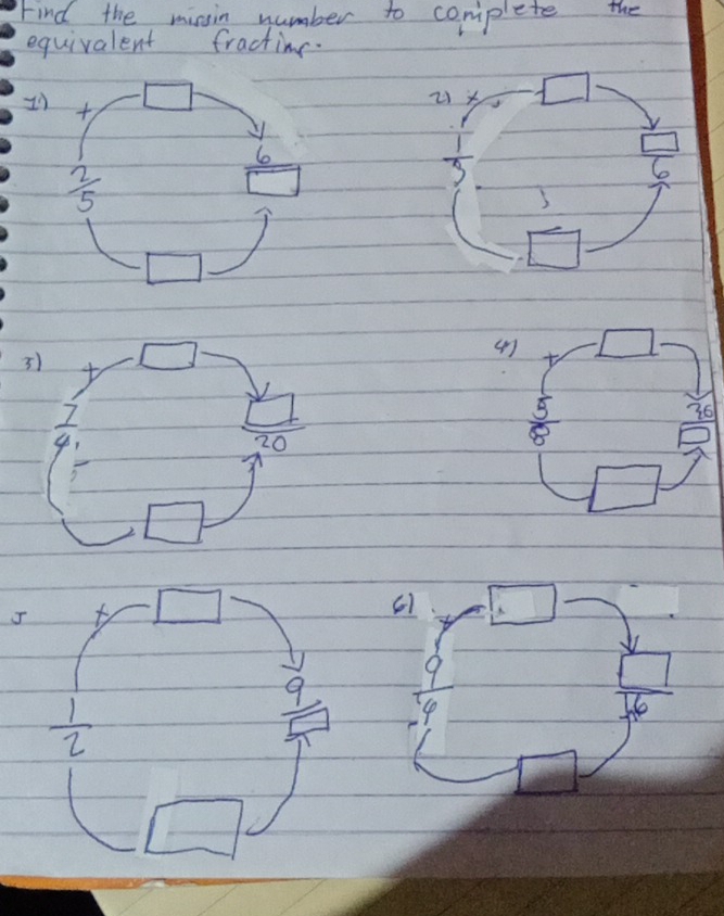 Find the missin number to complete the
equivalent fractis.
21x
 1/3 
6
t
36
 5/8 
J
_ 9  9/4 
 1/2 
16