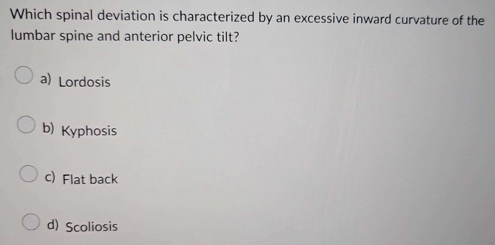 Solved: Which spinal deviation is characterized by an excessive inward ...