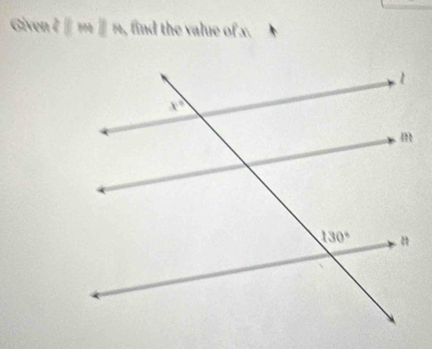 Given cparallel mparallel m find the value of x.