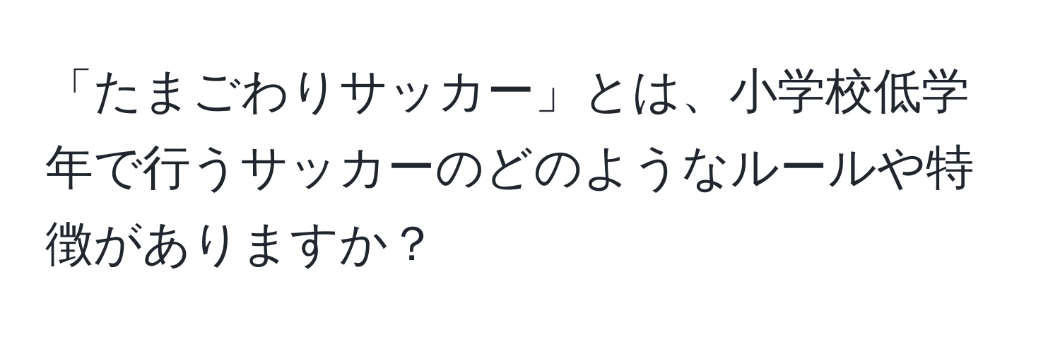 「たまごわりサッカー」とは、小学校低学年で行うサッカーのどのようなルールや特徴がありますか？