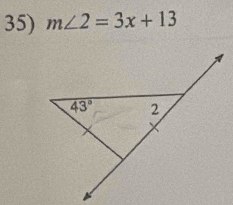 m∠ 2=3x+13