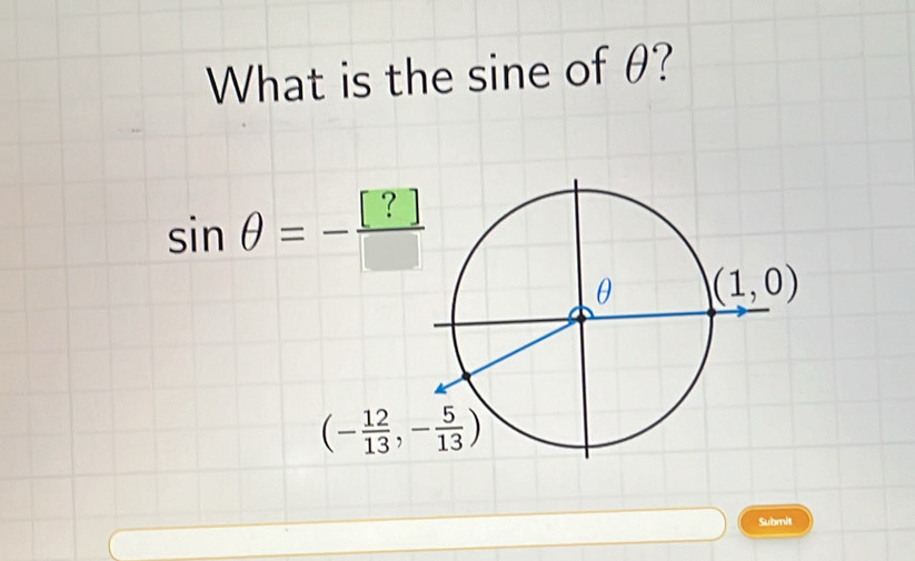 What is the sine of θ?
Submit