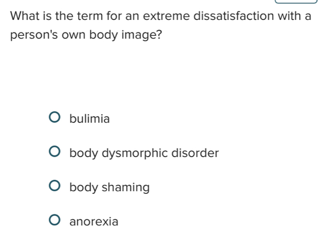 Solved: What is the term for an extreme dissatisfaction with a person's ...