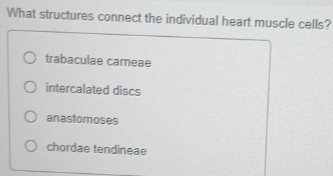 Solved: What structures connect the individual heart muscle cells ...