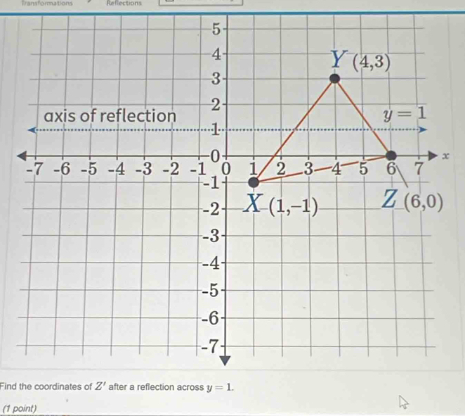 Transformations Reflections
(1 point)