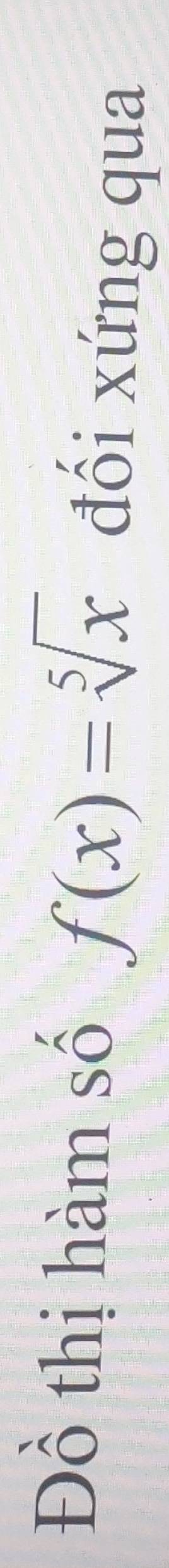 Đồ thị hàm số f(x)=sqrt[5](x) đồi xứng qua