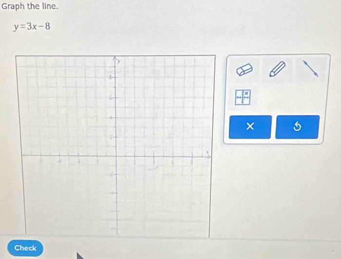 Graph the line.
y=3x-8
× 
Check