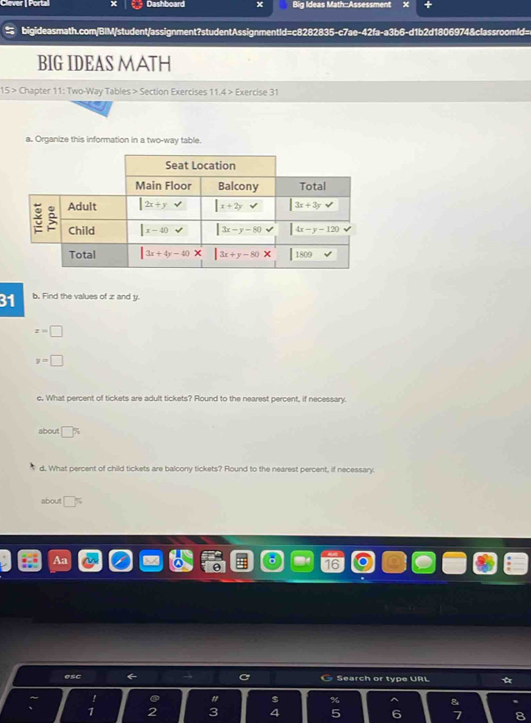 Solved: Clever | Portal x Dashboard x Big Ideas Math::Assessment x ...